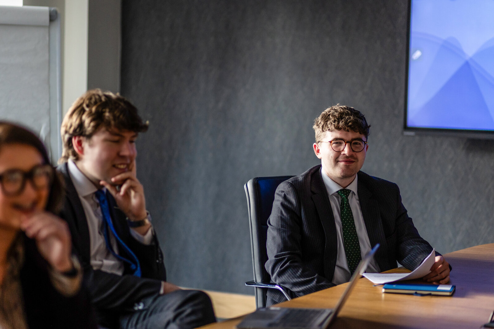 Young solicitors discussing legal matters at Law Society House